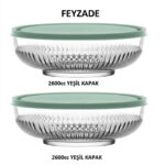Tokyo Saklama Kabı Seti 2'li (2600 CC) YEŞİL Kapaklı (TOK-295)