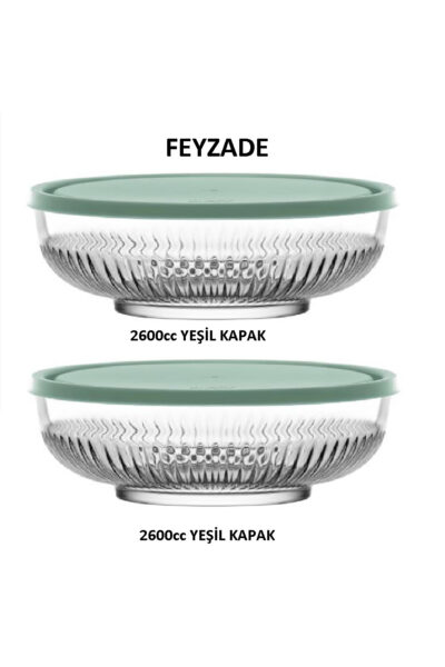 Tokyo Saklama Kabı Seti 2'li (2600 CC) YEŞİL Kapaklı (TOK-295)