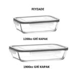 FRESCO Saklama Kabı Seti 1 adet 1900cc- 1 adet 1200cc GRİ KAPAKLI