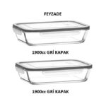 Fresco Saklama Kabı Seti 2 adet 1900cc GRİ KAPAKLI (FRS-259)