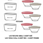 ROUND 380cc Saklama Kabı Seti 3 ADET GRİ KAPAK - VEGA 215cc Saklama kabı Seti 6 ADET