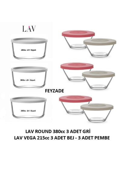 ROUND 380cc Saklama Kabı Seti 3 ADET GRİ KAPAK - VEGA 215cc Saklama kabı Seti 6 ADET