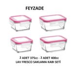 FRESCO Saklama Kabı Seti 2 adet 400cc (DİKDÖRTGEN) ve 2 adet 375cc (KARE)