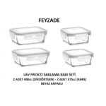 FRESCO Saklama Kabı Seti 2 adet 400cc (DİKDÖRTGEN) ve 2 adet 375cc (KARE)