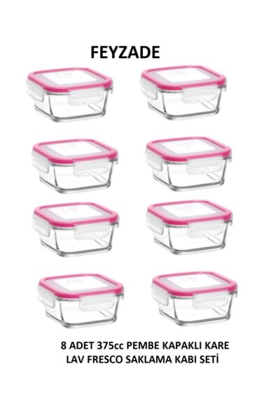 FRESCO Kahvaltılık Saklama Kabı Seti 8 adet 375cc KARE (FRS-227)