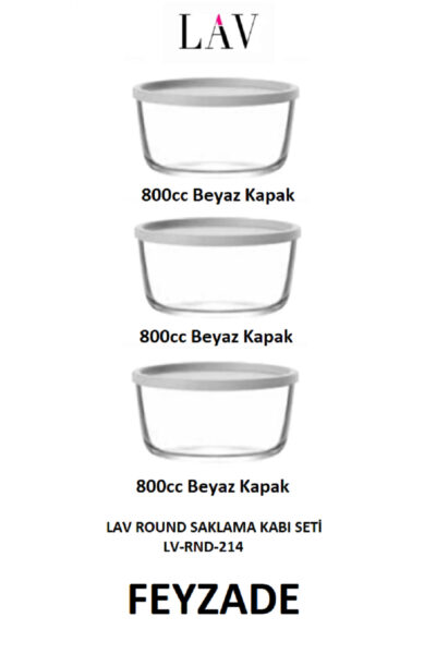 ROUND Saklama Kabı Seti 3 ADET 800cc BEYAZ KAPAKLI (RND-214)