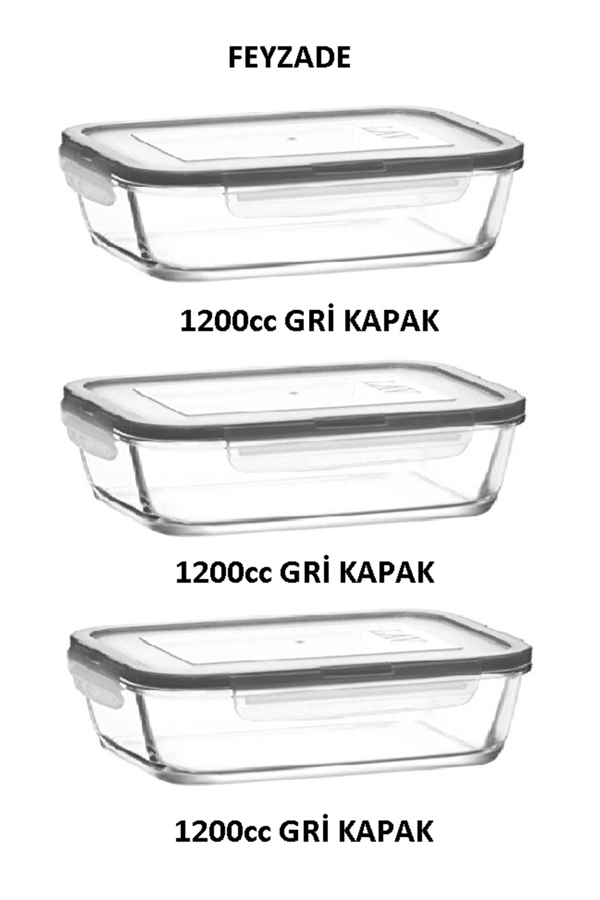 1_org_zoom-550.jpg Fresco Cam Kilitli Saklama Kabı 3'lü Set Dikdörtgen (1200 CC)-(FRS-257) GRİ - Görsel 1