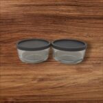 Round Saklama Kabı (380 cc X 2 ADET) ANTRASİT KAPAKLI