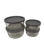 Round Saklama Kabı (380 cc X 2 ADET)-(800 cc X 2 ADET) ANTRASİT KAPAKLI