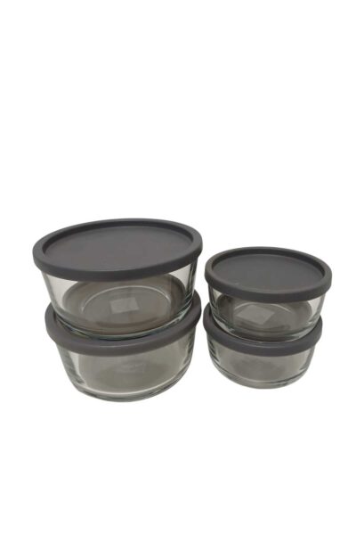 Round Saklama Kabı (380 cc X 2 ADET)-(800 cc X 2 ADET) ANTRASİT KAPAKLI