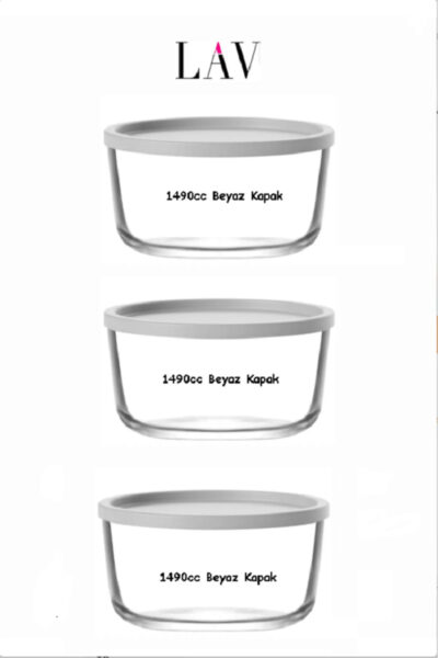 Round Saklama Kabı (1490 CC X 3 ADET) BEYAZ KAPAKLI