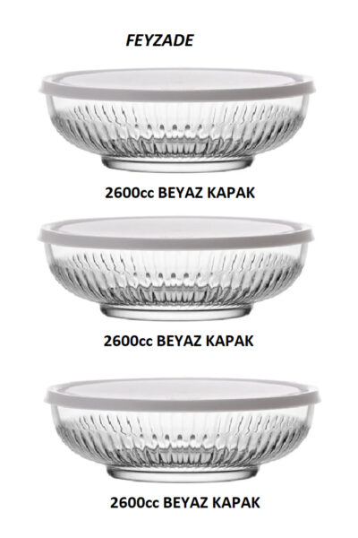 Tokyo Saklama Kabı Seti 3'lü (2600 CC) BEYAZ Kapaklı (TOK-295)