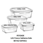 Fresco Kilitli Cam Saklama Kabı Seti Beyaz Kapak 4 Adet (1150CC-720CC-400CC-375CC)