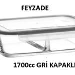 Fresco Cam Kilitli Dikdörtgen Saklama Kabı 1 Adet 1700cc GRİ KAPAKLI FRS-299