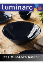 Luminarc Carine-Diwali Noir-Arcopal-Siyah-(33x25 CM.OVAL SERVİS TABAĞI VE 27 CM.SALATA KASESİ) - Görsel 2
